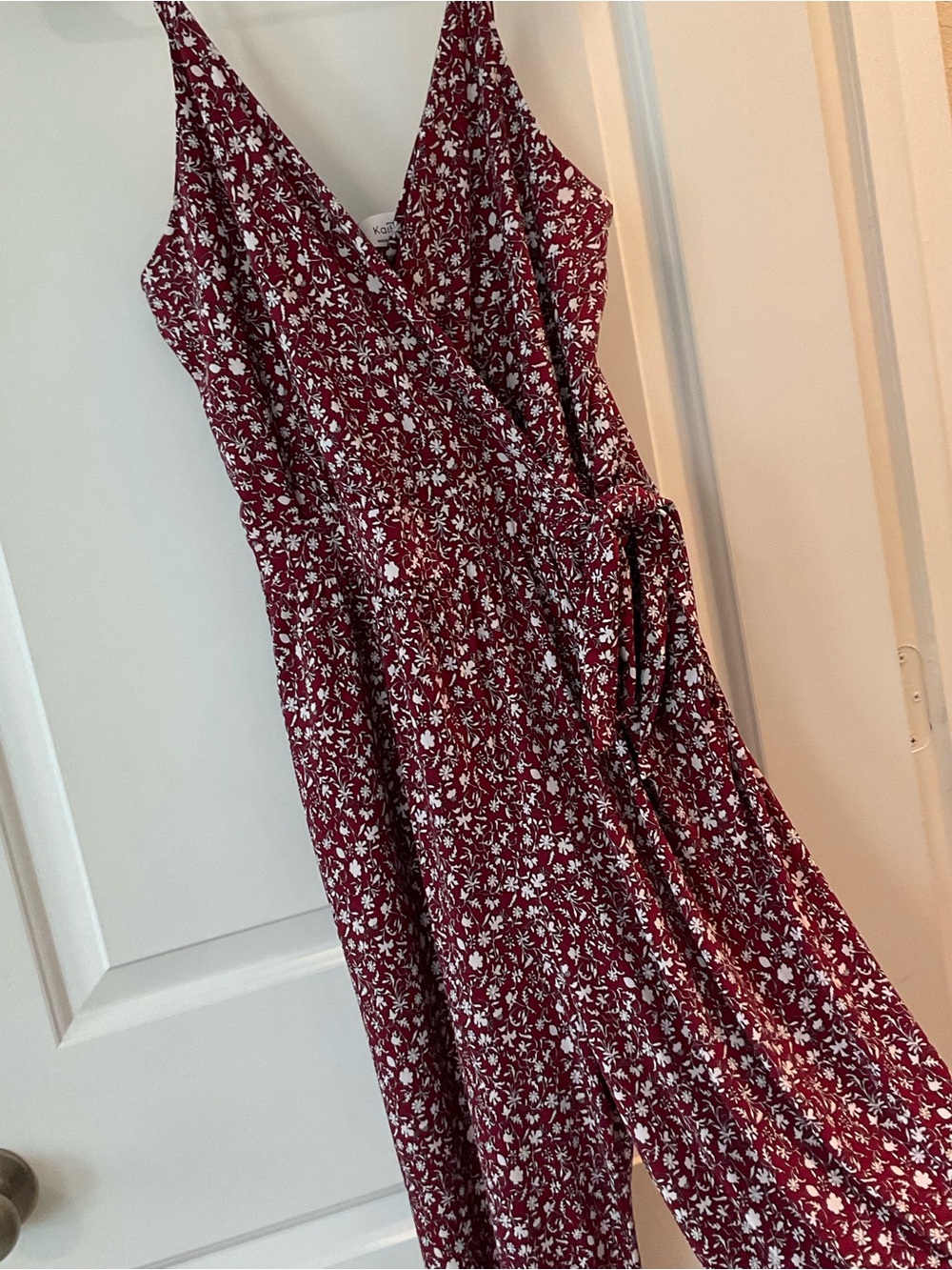 Kaileigh Burgundy & White Floral Wrap Midi Dress